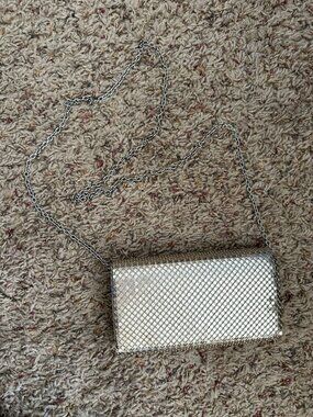 Jessica McClintock Silver Mesh Evening Bag With Chain Strap